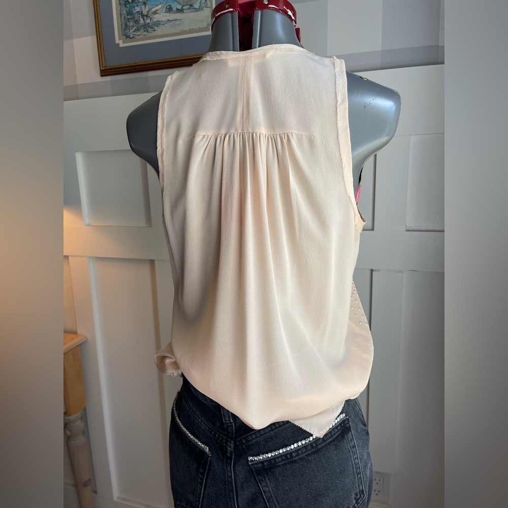Rebecca Taylor Silk Studded Beige Tank Top Size 4 - Picture 3 of 8